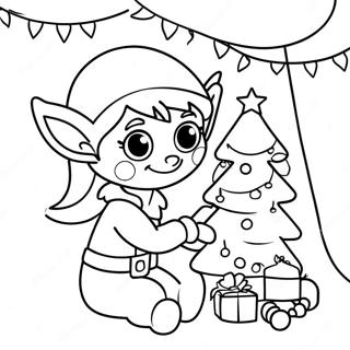 Pagina Da Colorare Dellelfo Felice Che Decora Lalbero 133958-66131