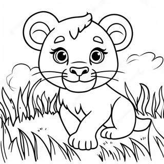 Disegno Da Colorare Di Cucciolo Di Leone Carino Nellerba 134649-66672
