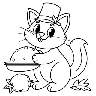 Giocoso Gatto Del Ringraziamento Con Tacchino Da Colorare 136773 68329