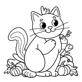 Giocoso Gatto Del Ringraziamento Con Tacchino Da Colorare 136773 68330