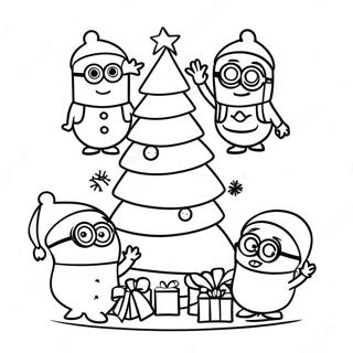 Pagina Da Colorare Minions Festivi Che Decorano Un Albero 138234-69616