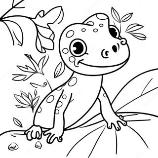 Pagina Da Colorare Di Gecko Felice Su Una Foglia 138516-69837