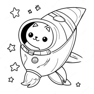 Pagina Da Colorare Del Gatto Spaziale Giocoso In Un Razzo 138849-70101