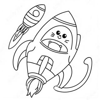 Pagina Da Colorare Del Gatto Spaziale Giocoso In Un Razzo 138849-70102