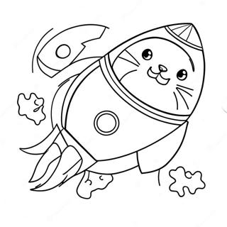 Pagina Da Colorare Del Gatto Spaziale Giocoso In Un Razzo 138849-70103
