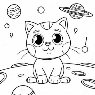Gatto Spaziale Curioso Esplorando Pianeti Pagina Da Colorare 138850-70106