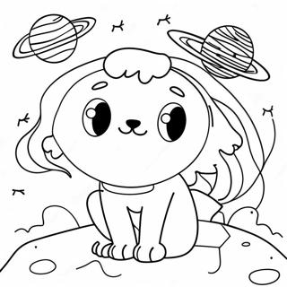 Gatto Spaziale Curioso Esplorando Pianeti Pagina Da Colorare 138850-70107