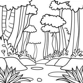 Disegno Da Colorare Di Scena Lussureggiante Della Foresta Pluviale 139438 70558