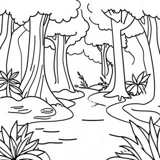 Disegno Da Colorare Di Scena Lussureggiante Della Foresta Pluviale 139438 70560