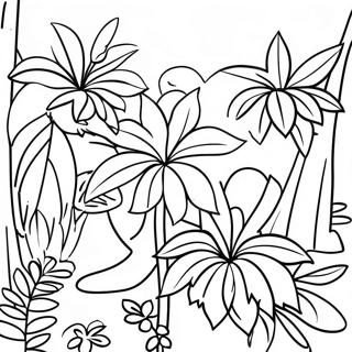 Disegno Da Colorare Di Piante Colorate Della Foresta Pluviale 139440 70565