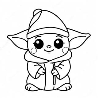 Pagina Da Colorare Di Baby Yoda Carino Con Cappello Di Babbo Natale 139640-70714