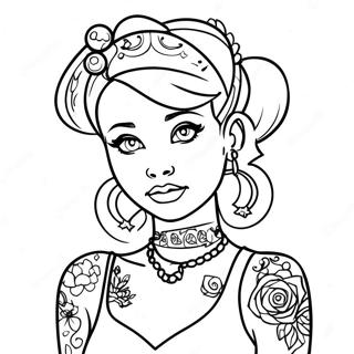 Pagina Da Colorare Di Principessa Disney Punk Con Tatuaggi 139666-70733