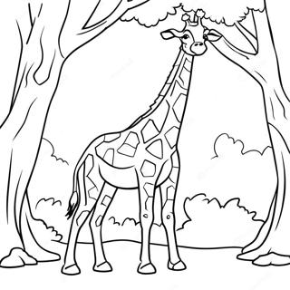 Pagina Da Colorare Di Una Giraffa Che Mangia Da Un Albero 15623-3424