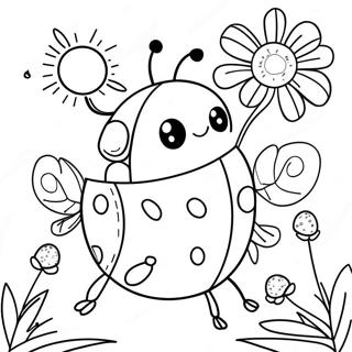 Felice Coccinella Con Fiori Da Colorare 15987-3491