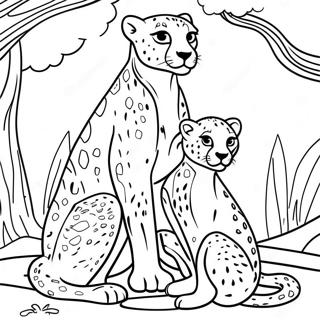 Pagina Da Colorare Della Famiglia Di Ghepardi Che Gioca 17888 3907