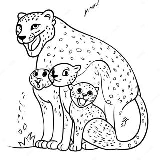 Pagina Da Colorare Della Famiglia Di Ghepardi Che Gioca 17888 3908