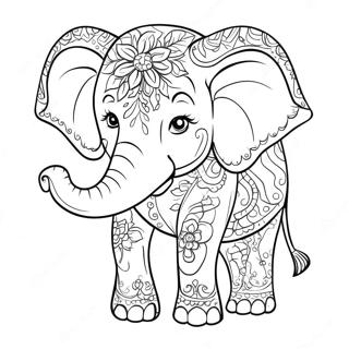 Pagina Da Colorare Dellelefante Elegante Con Fiori 18070-3956