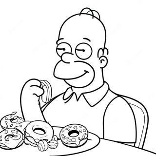 Pagina Da Colorare Con Homer Simpson Che Mangia Ciambelle 19446-4242