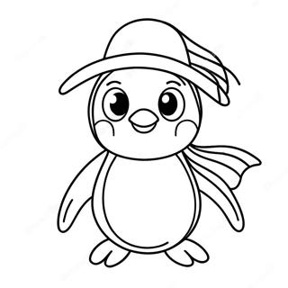 Pagina Da Colorare Del Pinguino Carino Con Un Cappello 19913-4342