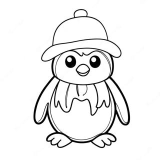 Pagina Da Colorare Del Pinguino Carino Con Un Cappello 19913-4344