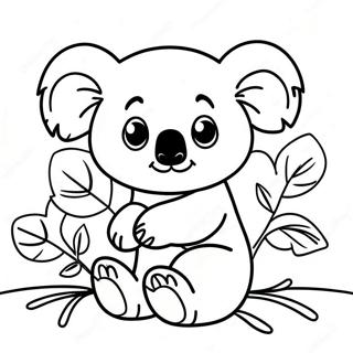 Koala Giocoso Che Mangia Eucalipto Disegno Da Colorare 21498-4685