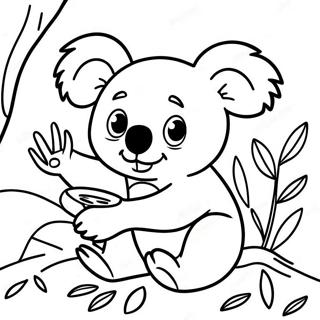 Koala Giocoso Che Mangia Eucalipto Disegno Da Colorare 21498-4686