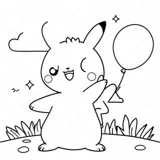 Pagina Da Colorare Di Un Pikachu Carino Con Palloncini 2257-102