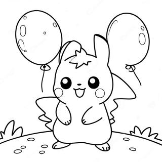 Pagina Da Colorare Di Un Pikachu Carino Con Palloncini 2257-103