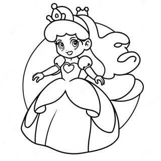 Principessa Peach In Un Vestito Rosa Da Colorare 23136-5049