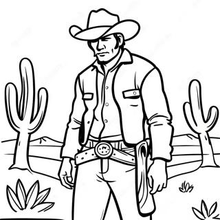 Pagina Da Colorare Di Un Cowboy Robusto Nel Deserto 27380-5971