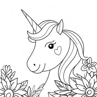 Unicorno Scintillante Con Fiori Pagina Da Colorare 288-173