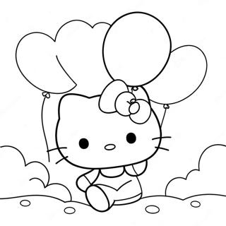 Pagina Da Colorare Di Hello Kitty Con Palloncini 2921-1414