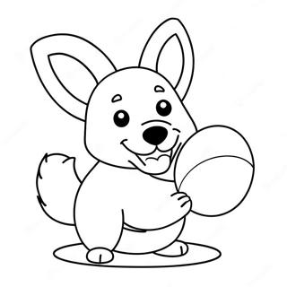 Cucciolo Di Corgi Carino Che Gioca Con Una Palla Da Colorare 30124-6555