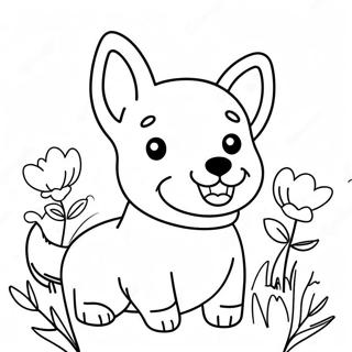 Corgi Felice Con Fiori Da Colorare 30125-6557