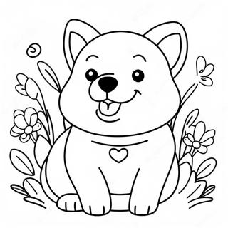 Corgi Felice Con Fiori Da Colorare 30125-6558