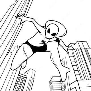 Spider Gwen Che Oscilla Per La Citta Disegno Da Colorare 32108-6994