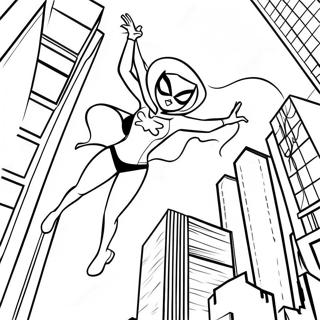 Spider Gwen Che Oscilla Per La Citta Disegno Da Colorare 32108-6995