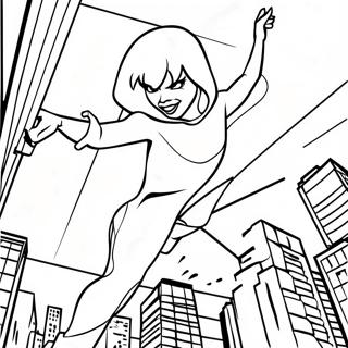 Spider Gwen Che Oscilla Per La Citta Disegno Da Colorare 32108-6996