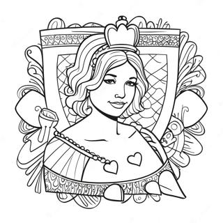 Regina Di Cuori Con Carte Da Gioco Da Colorare 32553-7105