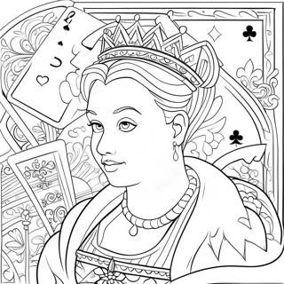 Regina Di Cuori Con Carte Da Gioco Da Colorare 32553-7106