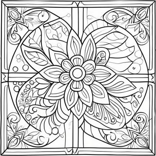 Pagina Da Colorare Di Un Fiore Intricato In Vetro Colorato 33715-7357