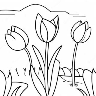 Disegno Da Colorare Di Un Giardino Di Tulipani Colorati 33886-7394