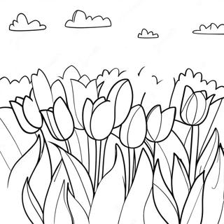 Disegno Da Colorare Di Un Giardino Di Tulipani Colorati 33886-7395