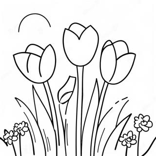 Disegno Da Colorare Di Un Giardino Di Tulipani Colorati 33886-7396