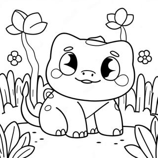 Carino Bulbasaur In Un Giardino Di Fiori Da Colorare 34159-7456