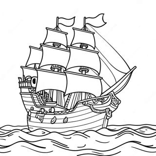 Nave Pirata Colorata Sulloceano Disegno Da Colorare 37170-8116
