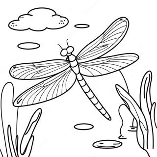 Pagina Da Colorare Della Libellula Maestosa Che Vola Sopra Lacqua 39732-8678