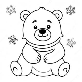 Carino Orso Polare Con Fiocchi Di Neve Disegno Da Colorare 40092-8755