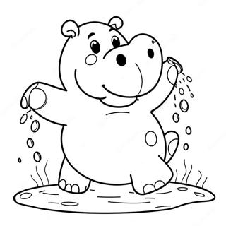 Ippopotamo Felice Che Schizza Nellacqua Disegno Da Colorare 40446-8837