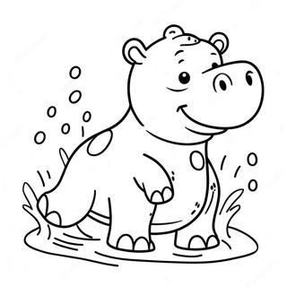 Ippopotamo Felice Che Schizza Nellacqua Disegno Da Colorare 40446-8838